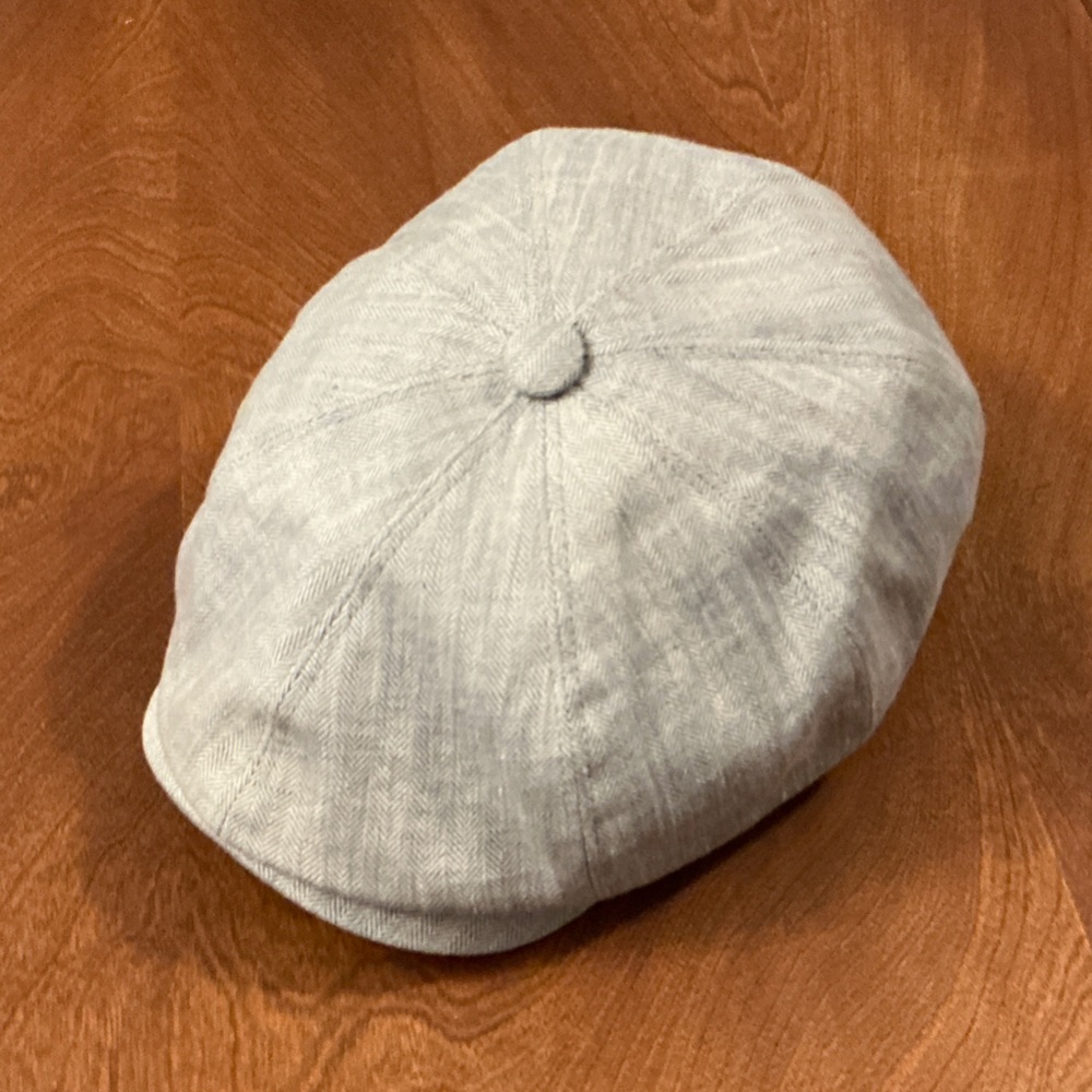Light gray/blue Herringbone Newsboy Cap - Picture 3 of 4